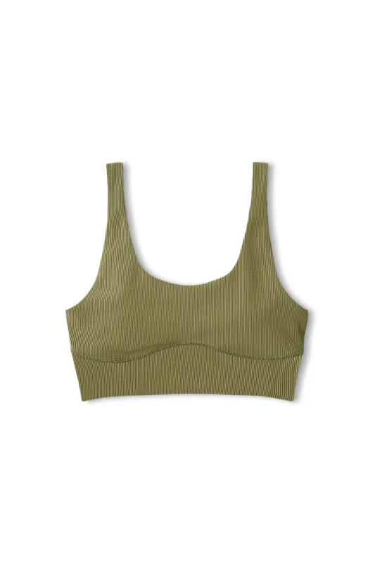 Stripe Rib Crop Top - Olive sold by Zulu and Zephyr
