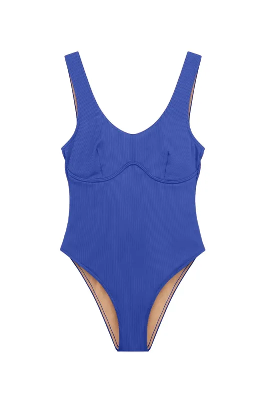 ZULU & ZEPHYR ワンピース水着 ダークパープル 新品未使用　タグ付き Zulu & Zephyr Halter One Piece - Plum Stripe | Garmentory