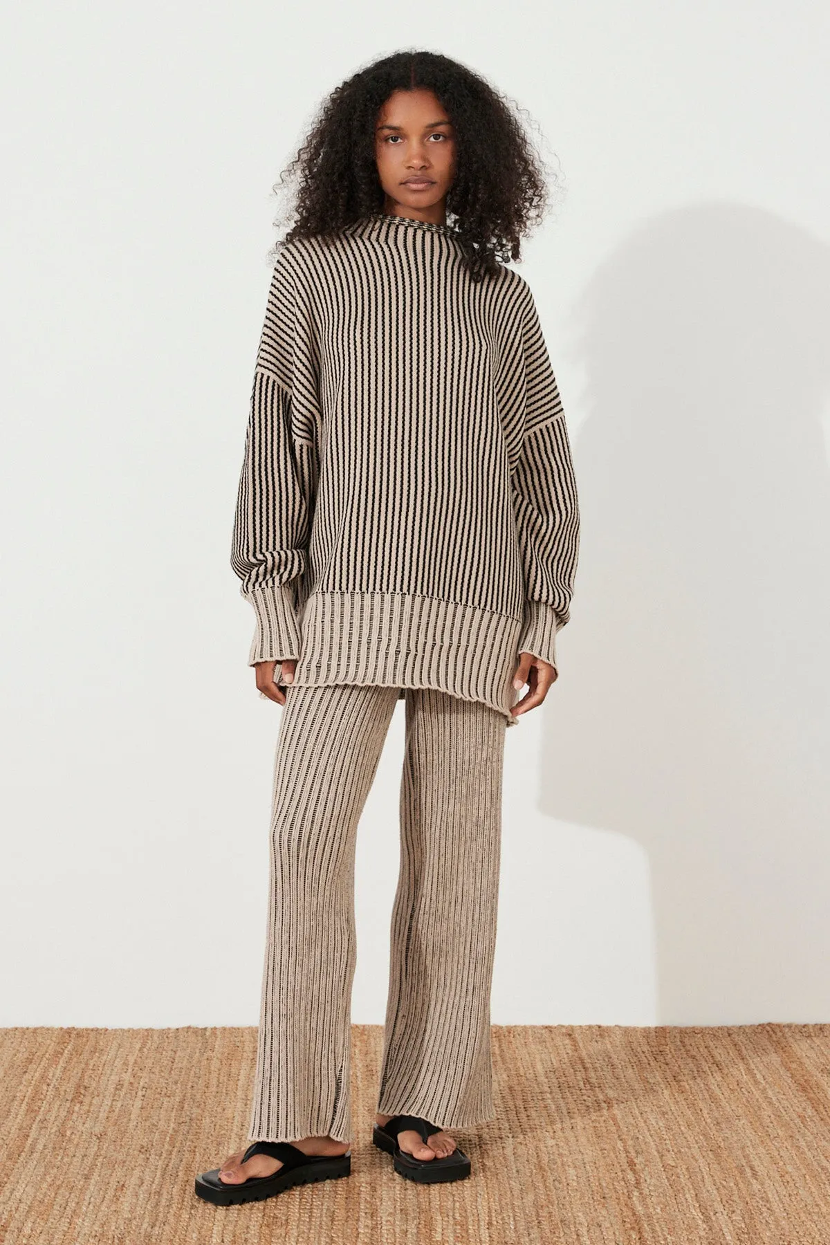 Black Stripe Chunky Knit Pant sold by Zulu and Zephyr product image thumbnail 3