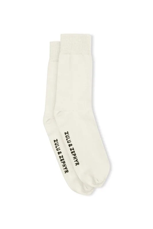 Zulu & Zephyr Logo Socks - Cream sold by Zulu and Zephyr