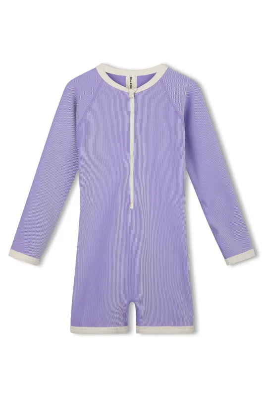 Mini Stripe Rib Surf Suit - Grape sold by Zulu and Zephyr