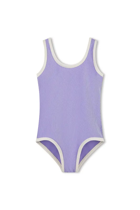 Mini Stripe Rib Scoop One Piece - Grape sold by Zulu and Zephyr
