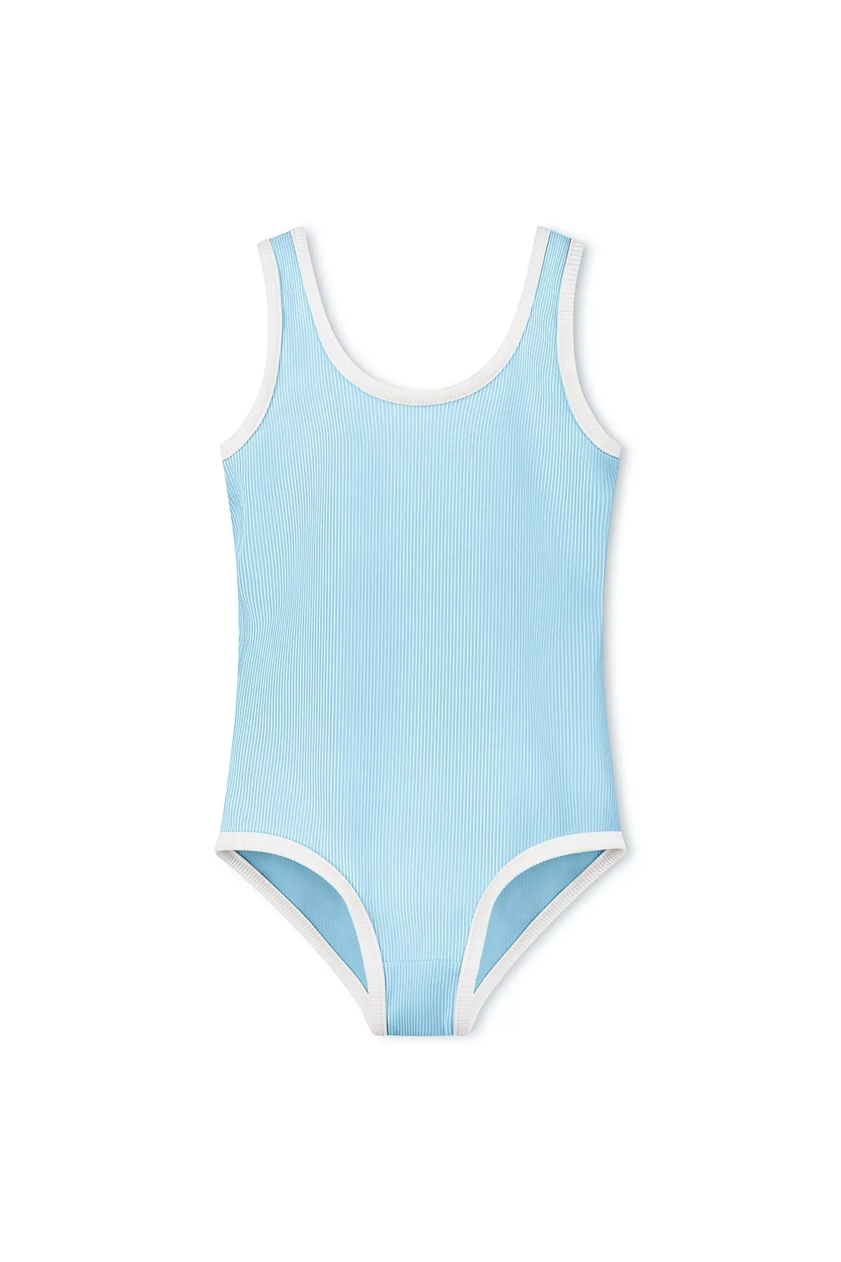 Mini Stripe Rib Scoop One Piece - Shallow Blue sold by Zulu and Zephyr