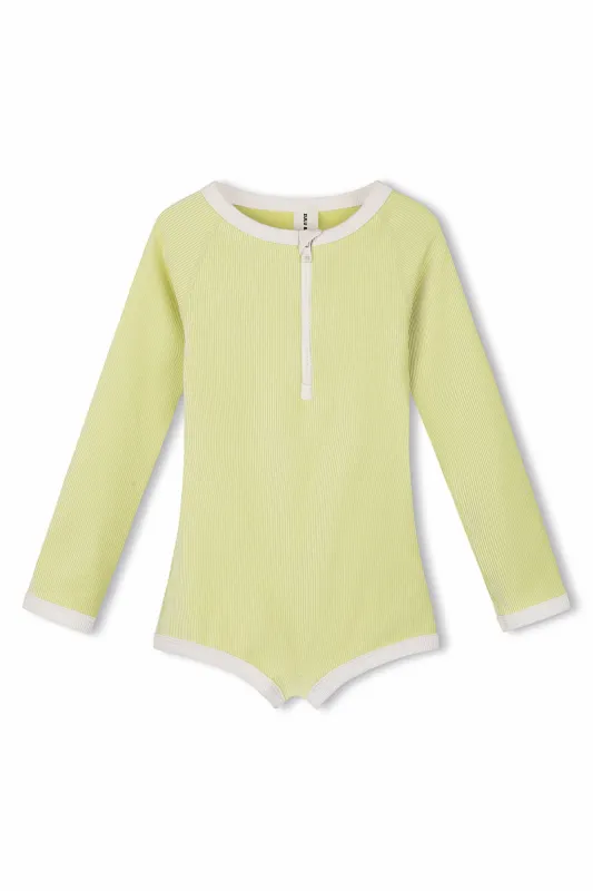 Mini Stripe Rib Rashie Onesie - Citrus sold by Zulu and Zephyr