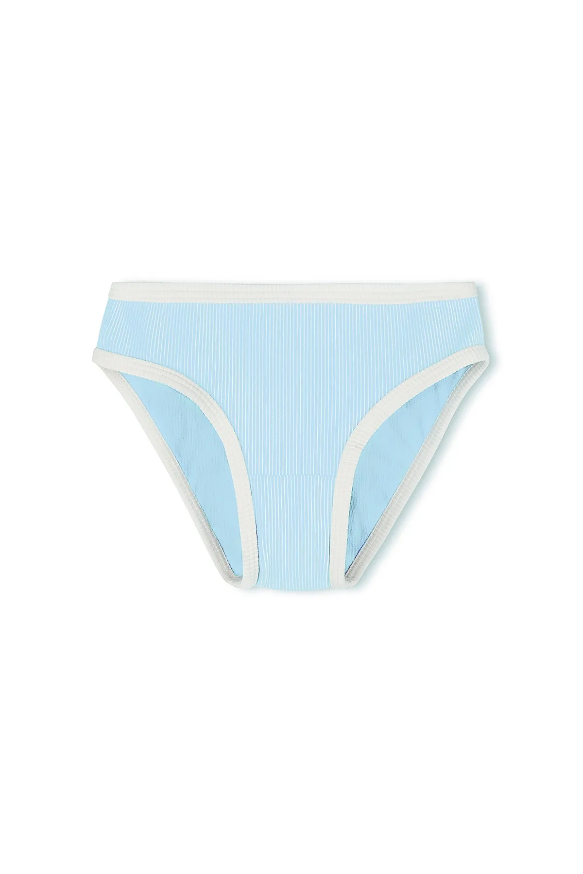 Mini Stripe Rib Bikini Bottom - Shallow Blue sold by Zulu and Zephyr