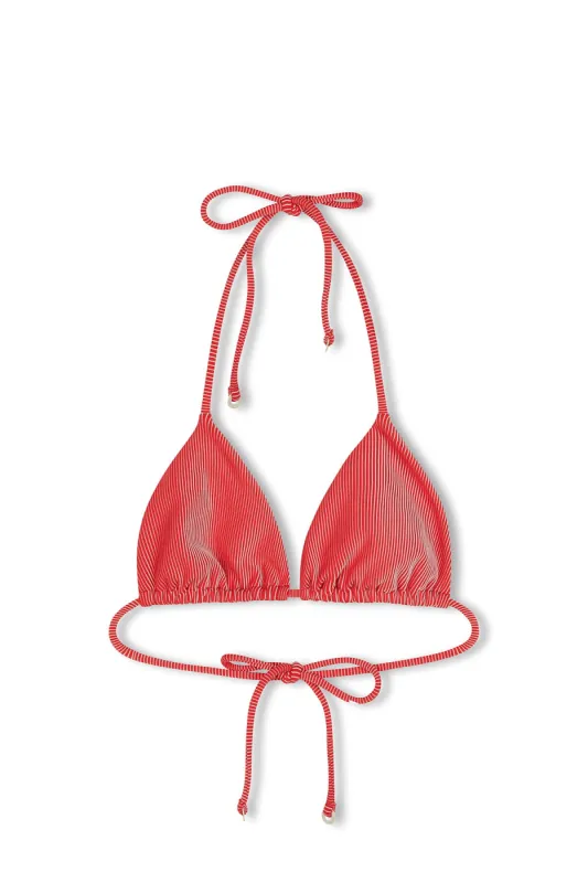 Signature Stripe Tie Triangle Top - Chilli Red sold by Zulu and Zephyr