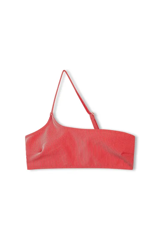 Signature Stripe One Shoulder Bralette - Chilli Red sold by Zulu and Zephyr