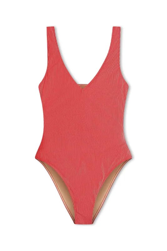 Signature Stripe Bikini One Piece - Chilli Red made by Zulu and Zephyr
