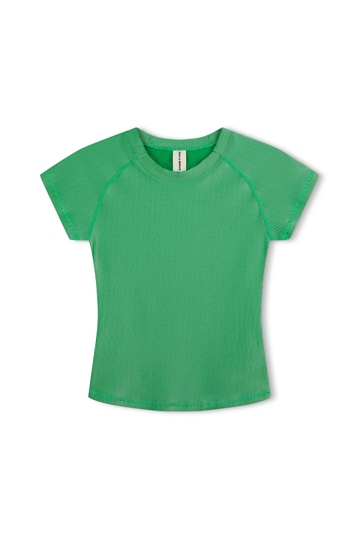 Stripe Rib Short Sleeve Rash Guard - Parrot Green sold by Zulu and Zephyr product image thumbnail 2