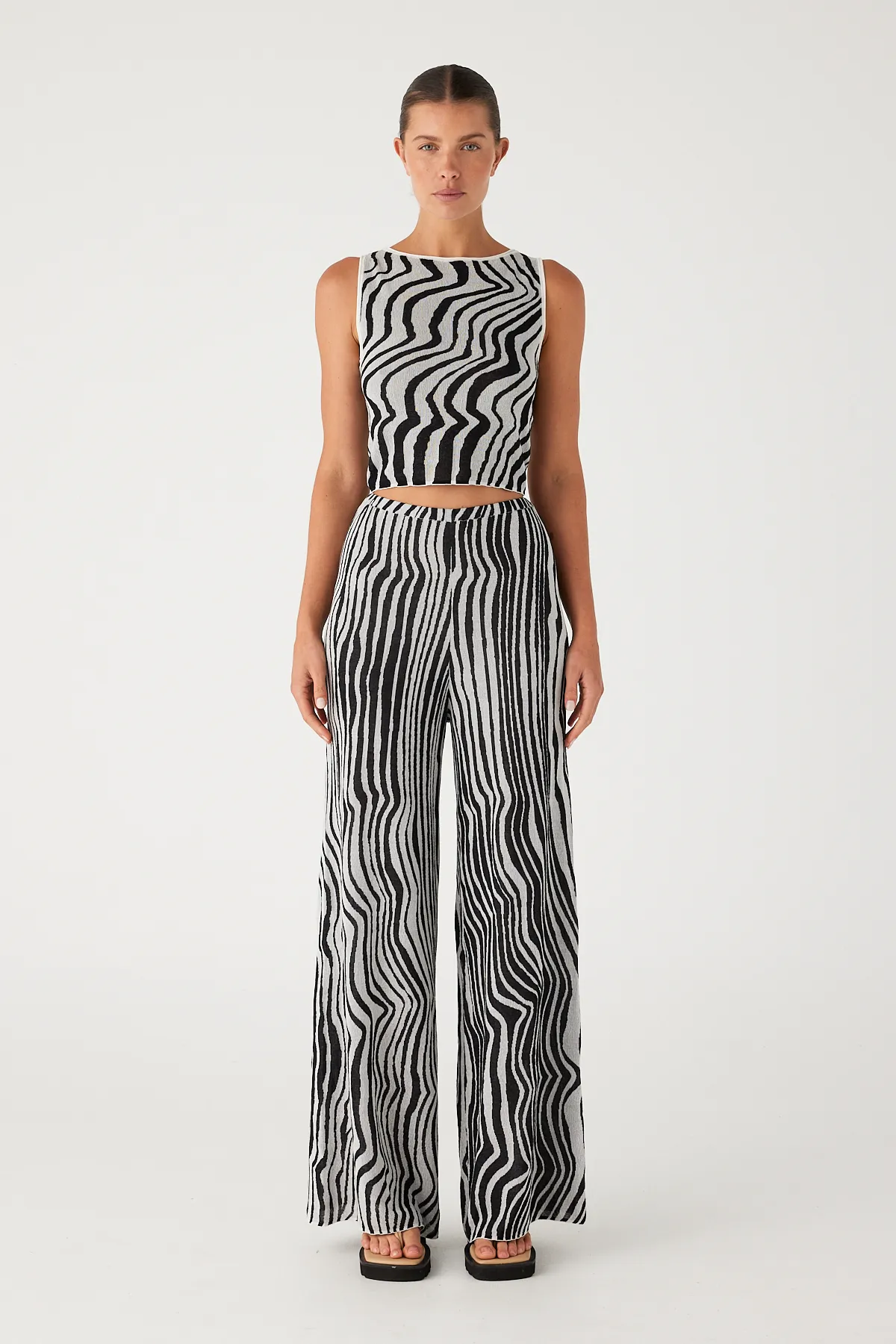 Ripple Stripe Cotton Blend Knit Crop Top sold by Zulu and Zephyr