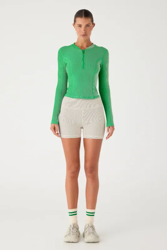 Stripe Rib Long Sleeve Rash Guard - Parrot Green sold by Zulu and Zephyr