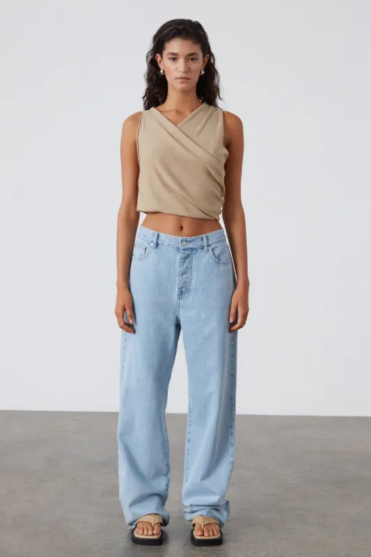 Camel Linen Blend Knit Top made by Zulu and Zephyr