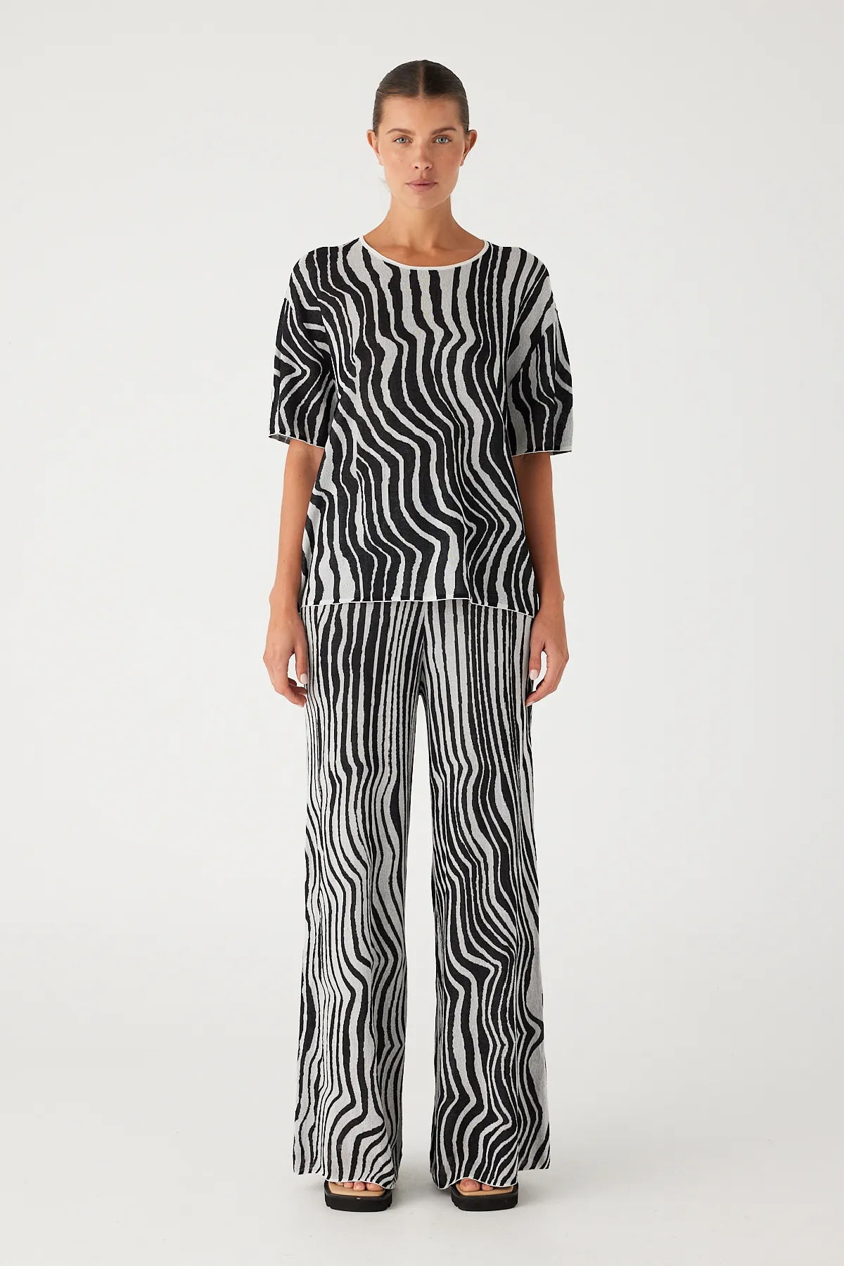 Ripple Stripe Cotton Blend Knit Top sold by Zulu and Zephyr