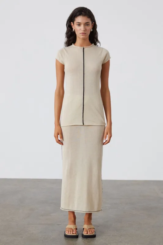 Stone Contrast Cotton Blend Knit Top sold by Zulu and Zephyr