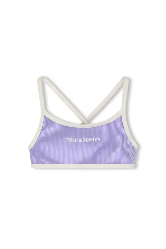 Mini Stripe Rib Logo Bikini Top - Grape sold by Zulu and Zephyr