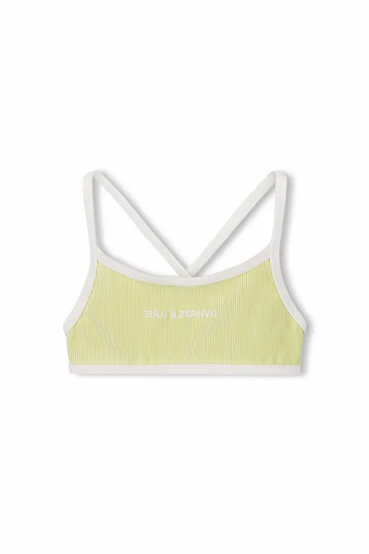 Mini Stripe Rib Logo Bikini Top - Citrus sold by Zulu and Zephyr