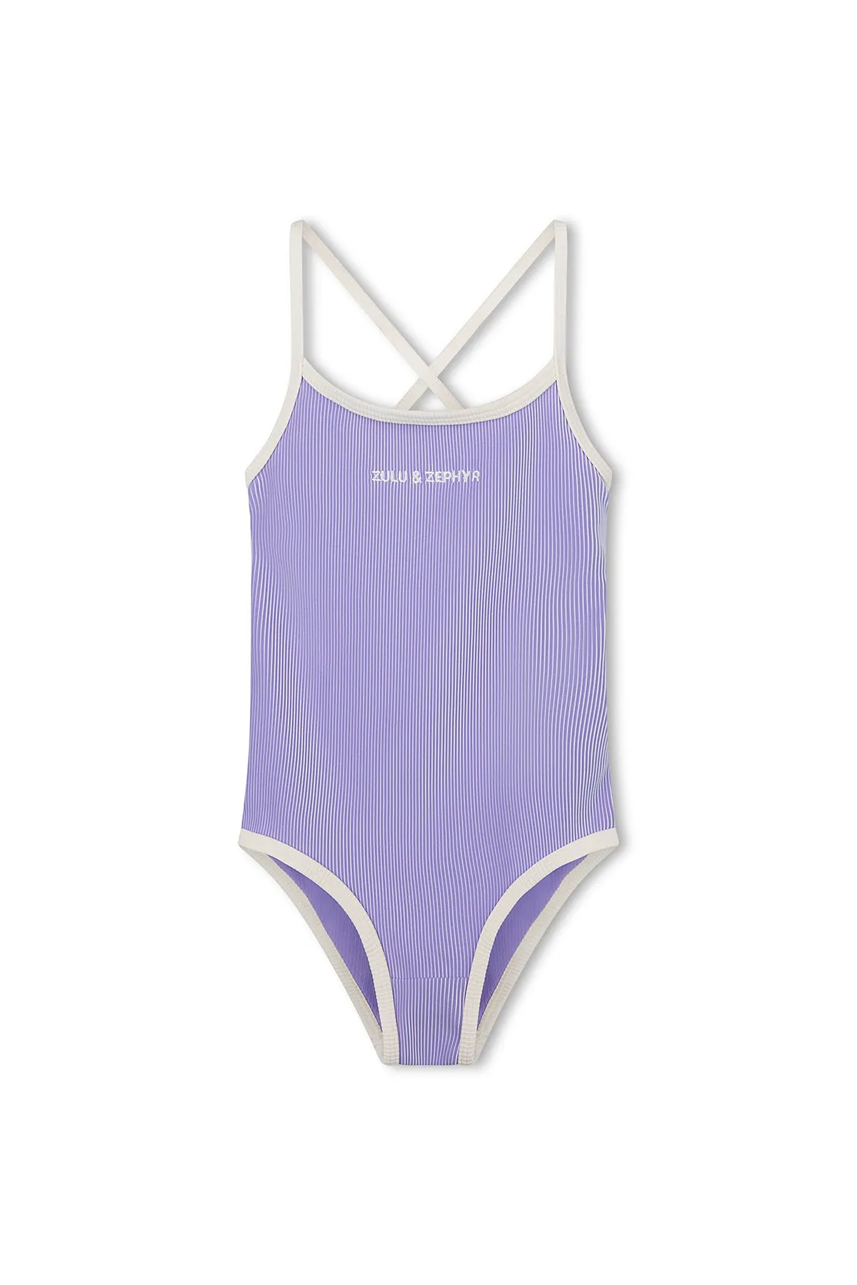 Mini Stripe Rib Logo One Piece - Grape sold by Zulu and Zephyr