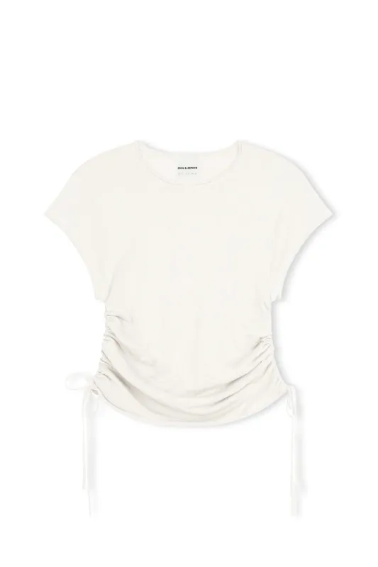 Gathered Knit T-Shirt - White sold by Zulu and Zephyr