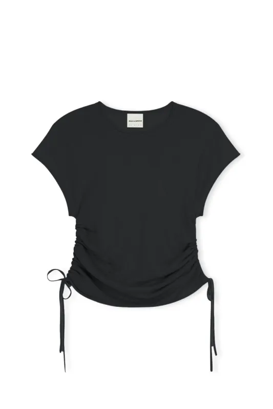 Gathered Knit T-Shirt - Black sold by Zulu and Zephyr