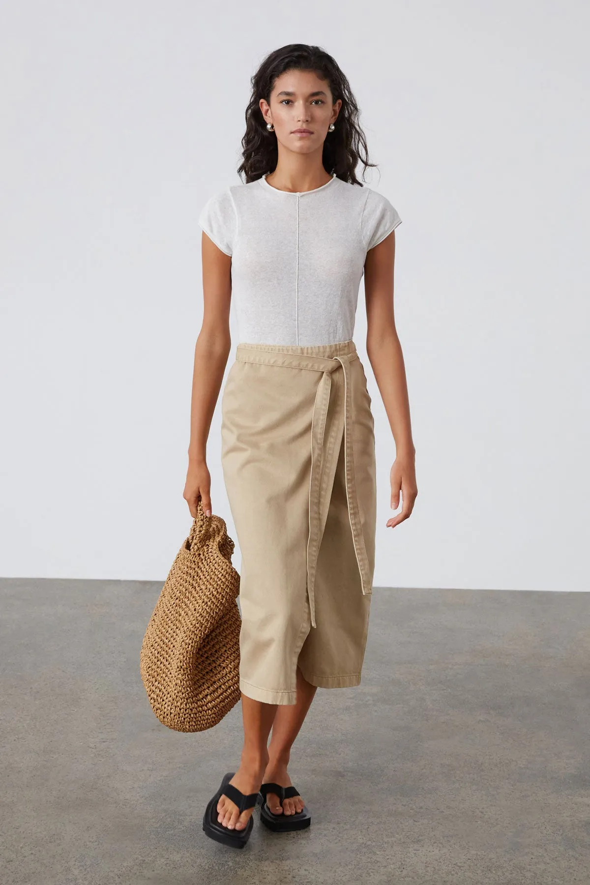 Sand Denim Wrap Midi Skirt sold by Zulu and Zephyr product image thumbnail 3