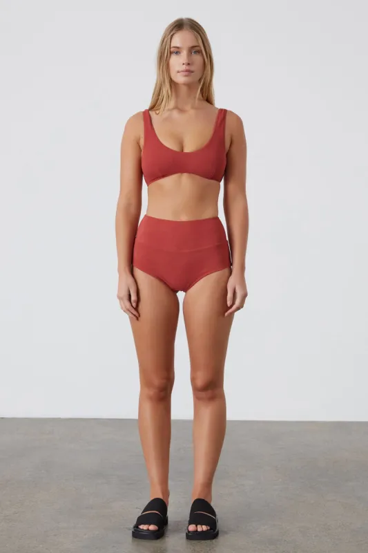 Earth Red Textured Crop Bralette sold by Zulu and Zephyr