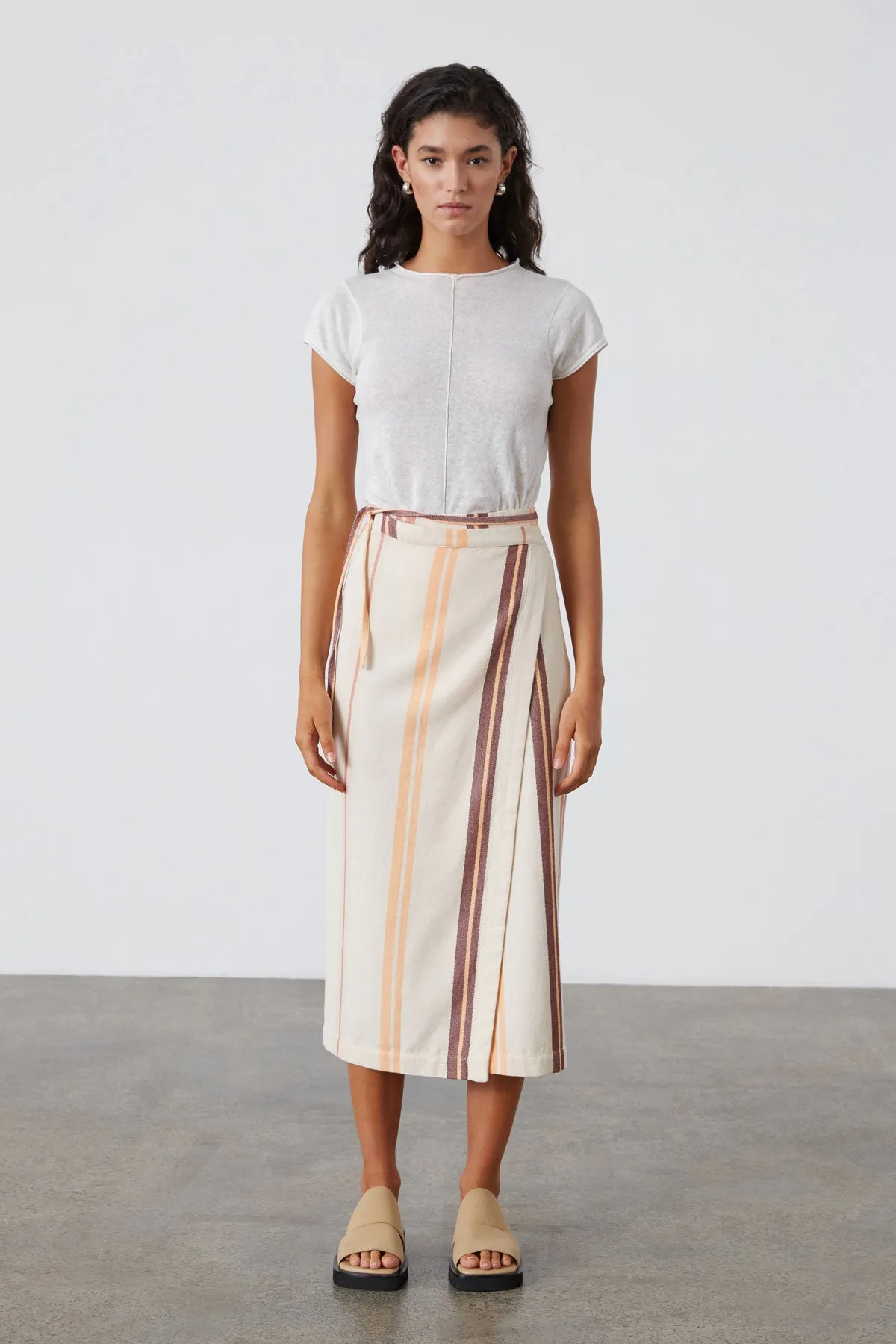 Lounger Stripe Organic Cotton Wrap Skirt sold by Zulu and Zephyr