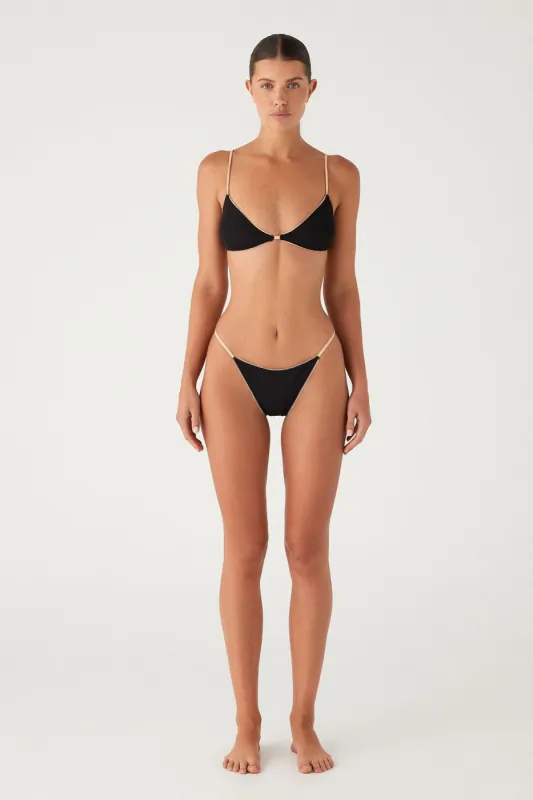 Textured Hipster String Brief - Black sold by Zulu and Zephyr