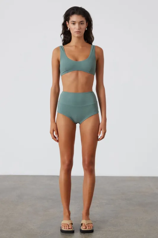 Eucalyptus Textured Crop Bralette sold by Zulu and Zephyr