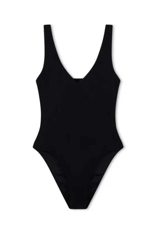 Signature Stripe Bikini One Piece - Black made by Zulu and Zephyr