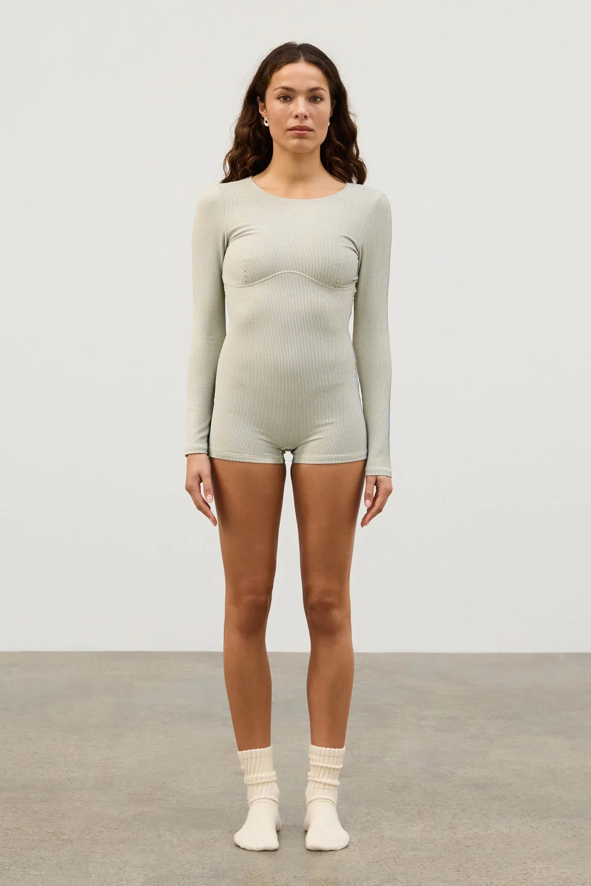 Stripe Rib Bodysuit - Coconut sold by Zulu and Zephyr