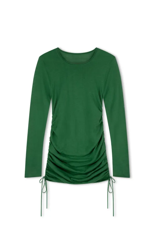 Tallow Green Long Sleeve Gathered Knit Dress sold by Zulu and Zephyr