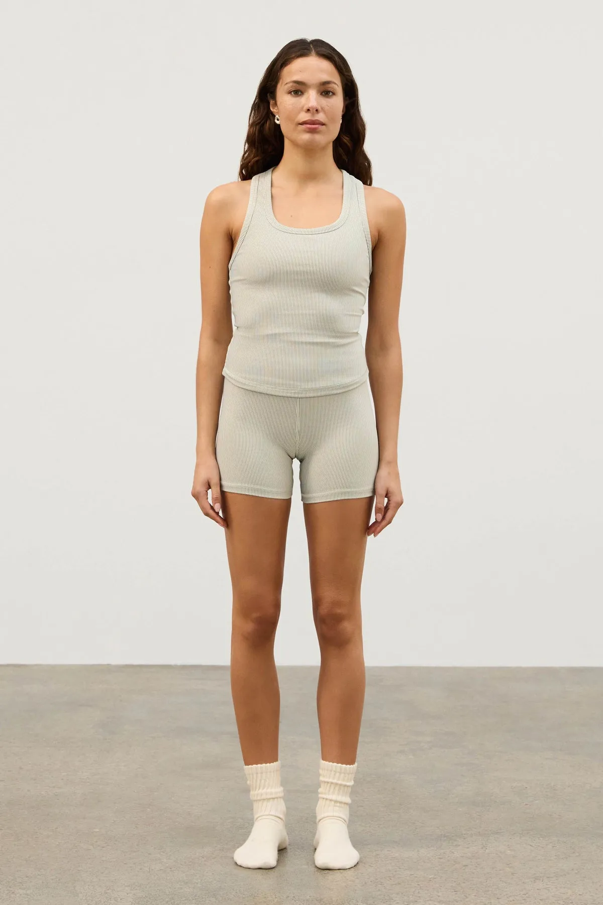 Stripe Rib Racer Back Tank - Coconut sold by Zulu and Zephyr