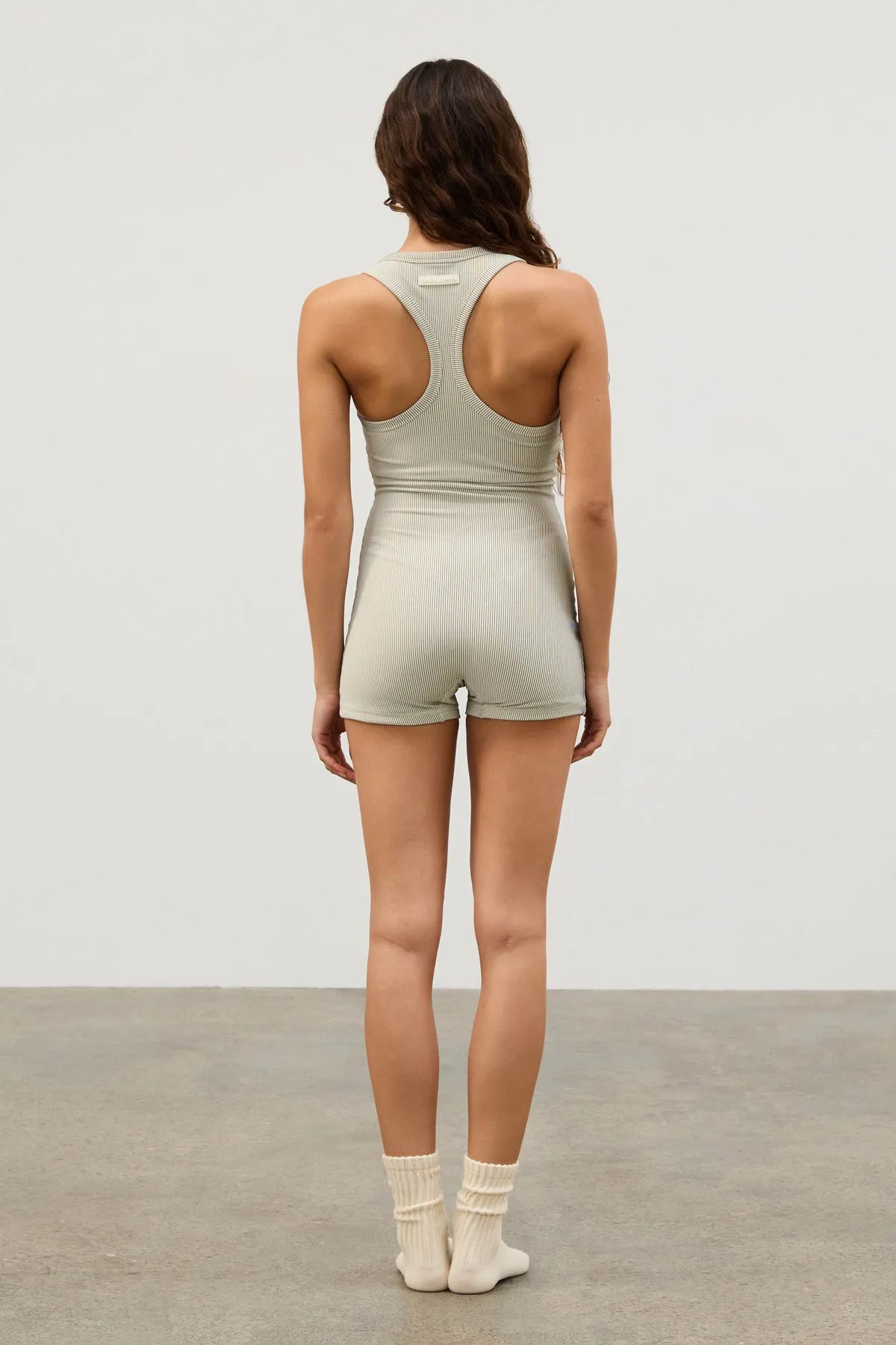Stripe Rib Racer Back Bodysuit - Coconut sold by Zulu and Zephyr product image thumbnail 4