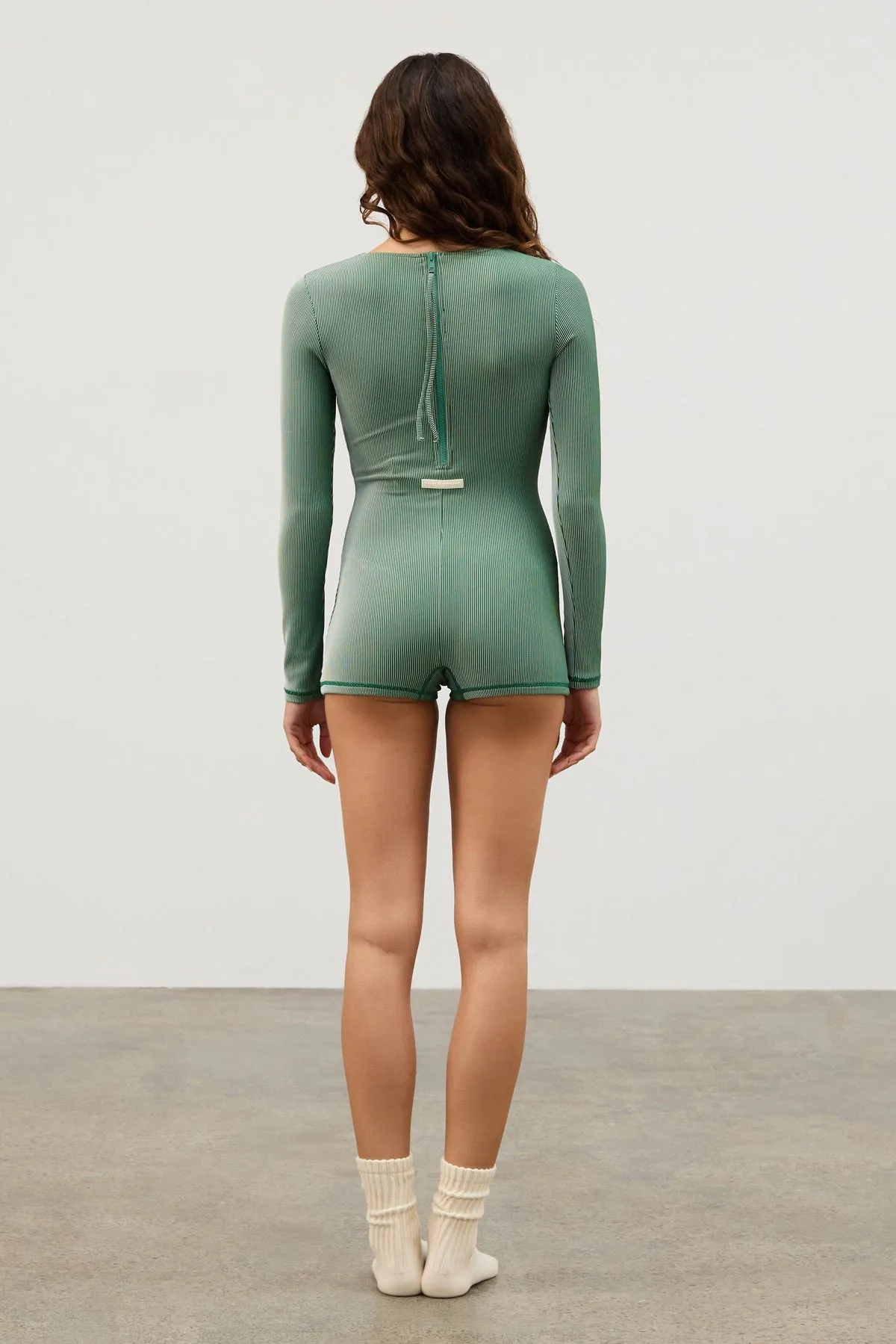 Stripe Rib Bodysuit - Tallow Green sold by Zulu and Zephyr product image thumbnail 3