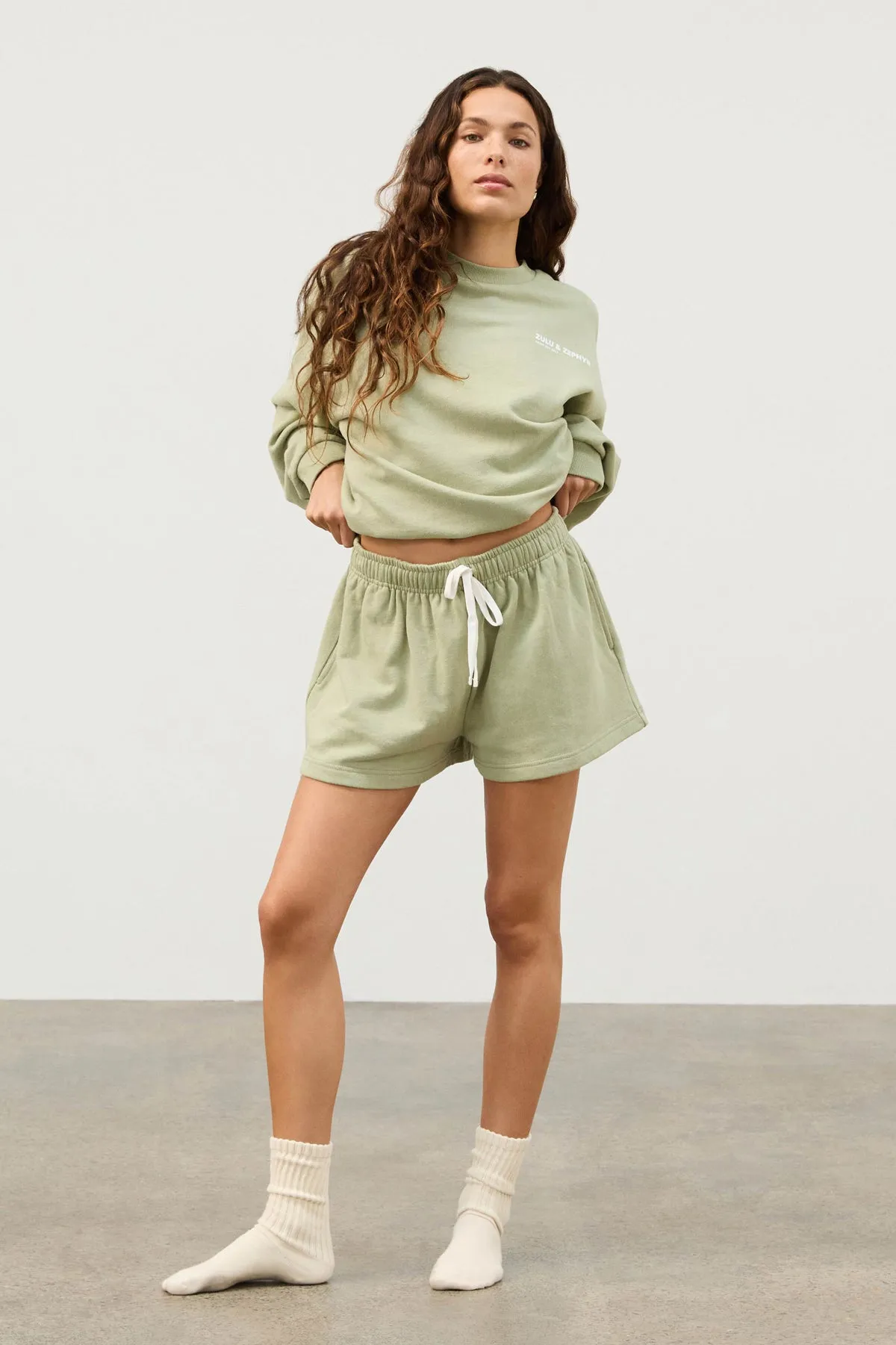 Fleece Sport Sweat Short - Eucalyptus sold by Zulu and Zephyr product image thumbnail 4