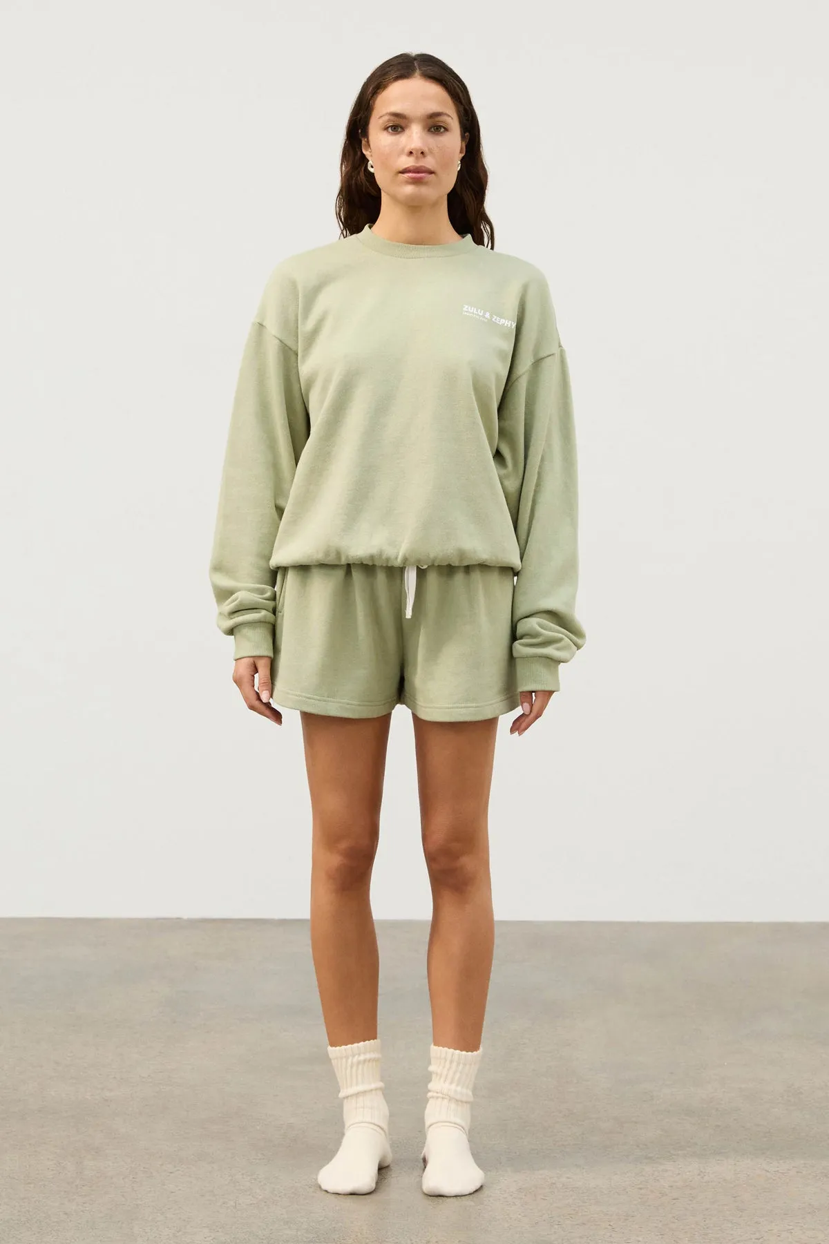 Fleece Sport Sweat Short - Eucalyptus sold by Zulu and Zephyr