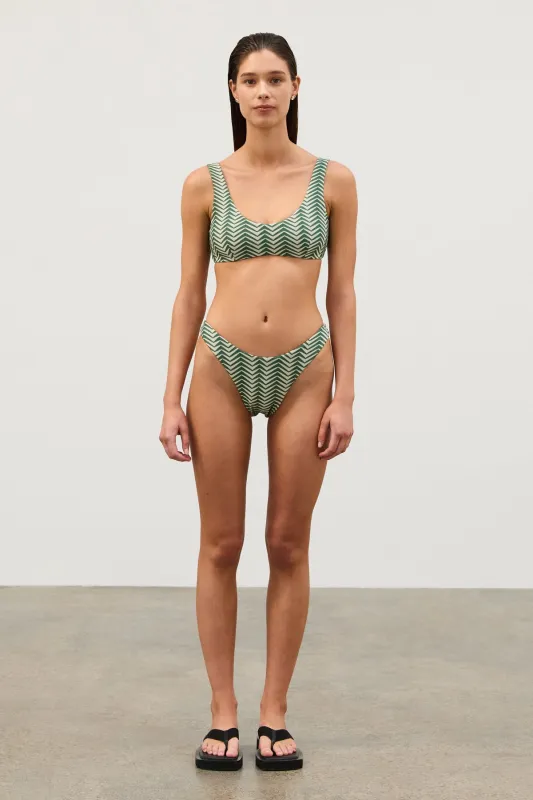 Green Zig Zag Crop Bralette sold by Zulu and Zephyr