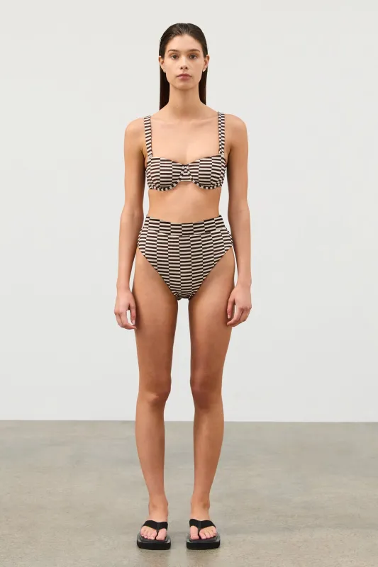 Cocoa Grid Textured Balconette Bra Cup sold by Zulu and Zephyr