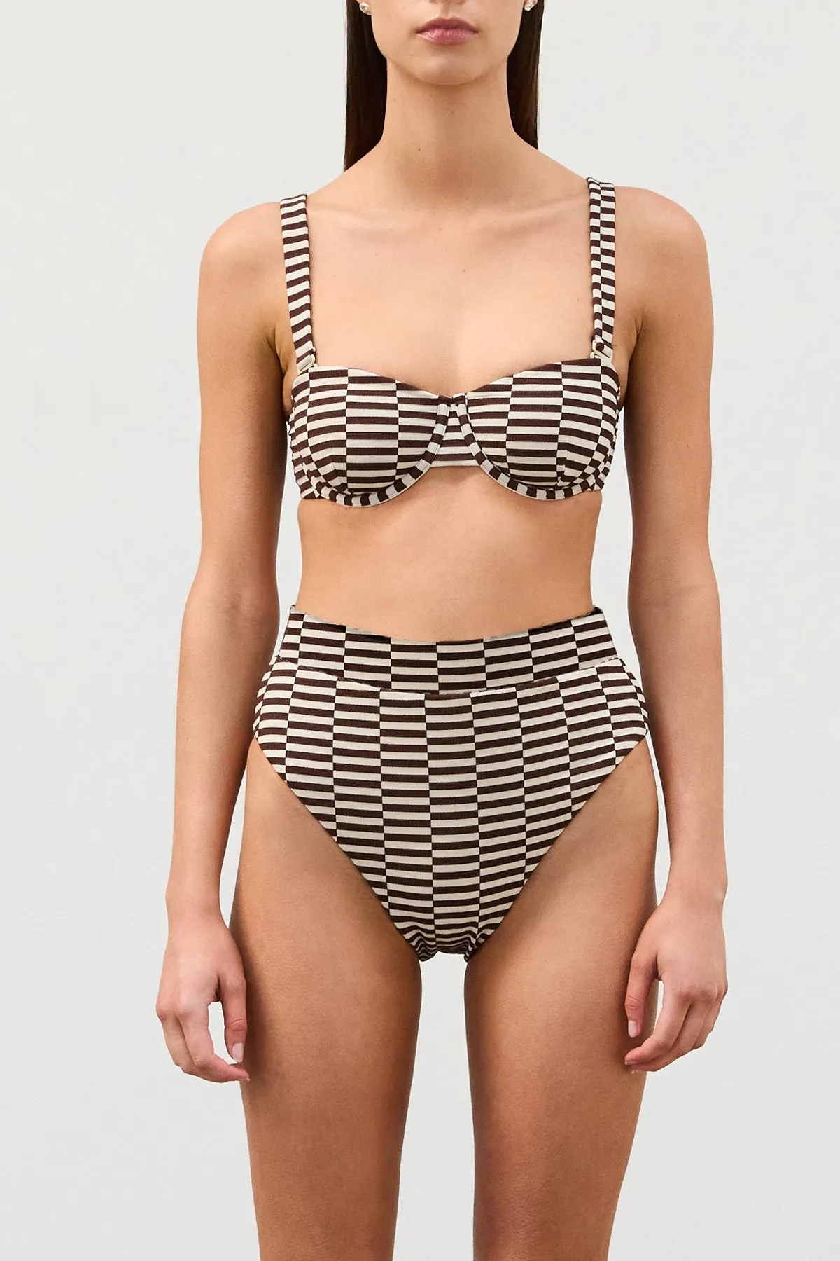 Cocoa Grid Textured High Cut Brief sold by Zulu and Zephyr product image thumbnail 3