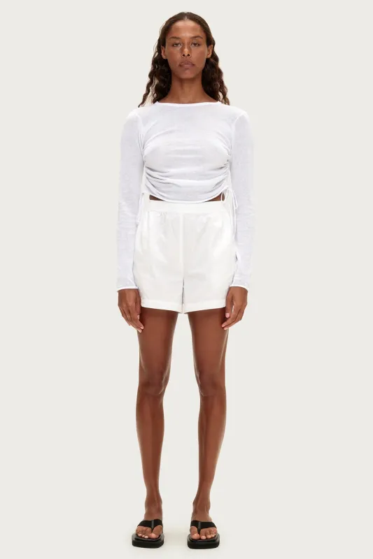 Gathered Knit Long Sleeve Top - White sold by Zulu and Zephyr