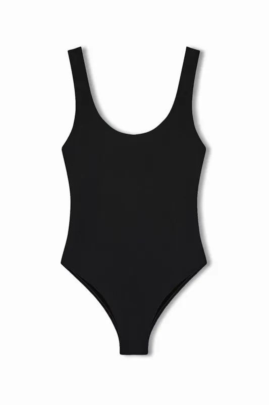 Scooped Back One Piece - Black sold by Zulu and Zephyr