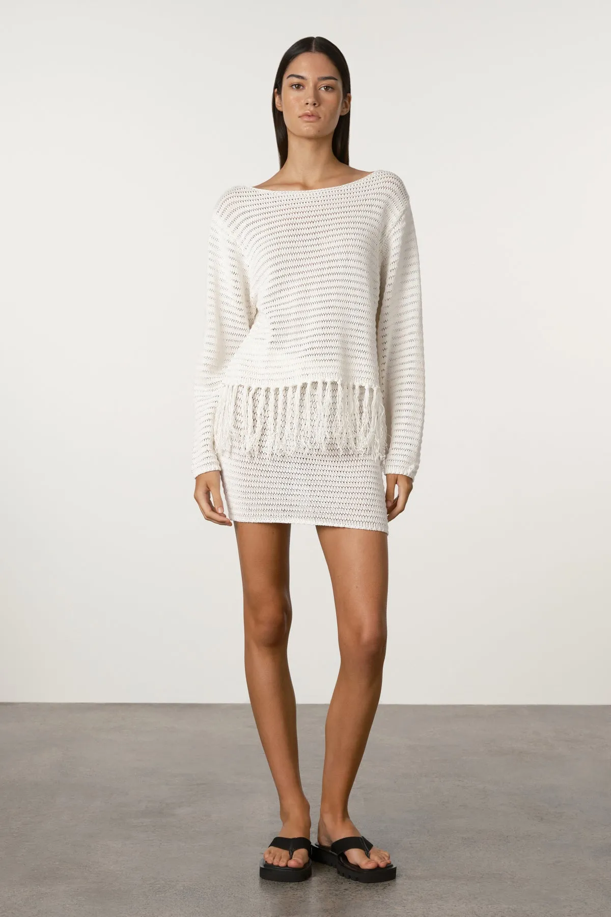 Crochet Knit Mini Skirt - White sold by Zulu and Zephyr