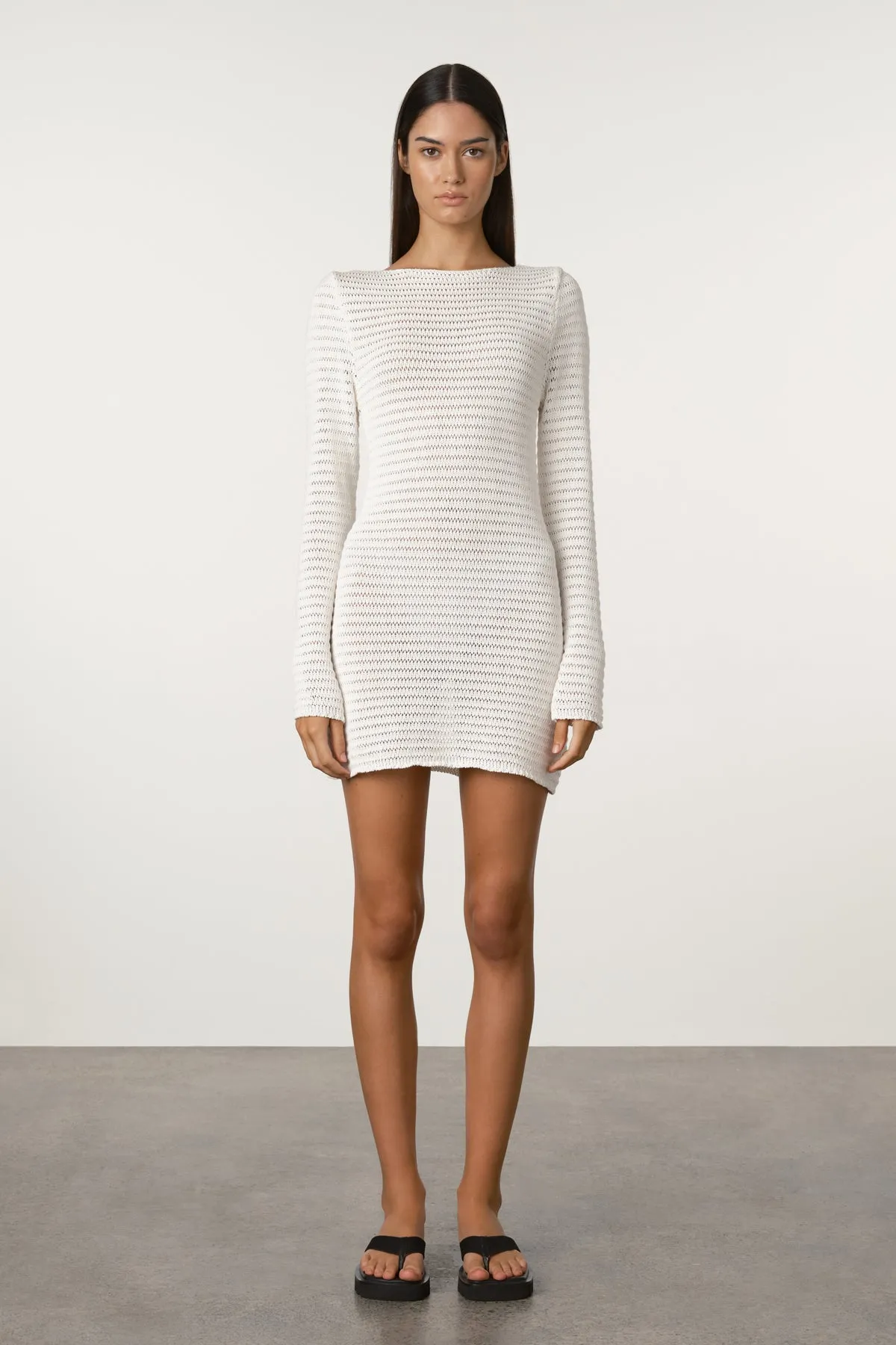 Crochet Lattice Knit Mini Dress - White sold by Zulu and Zephyr