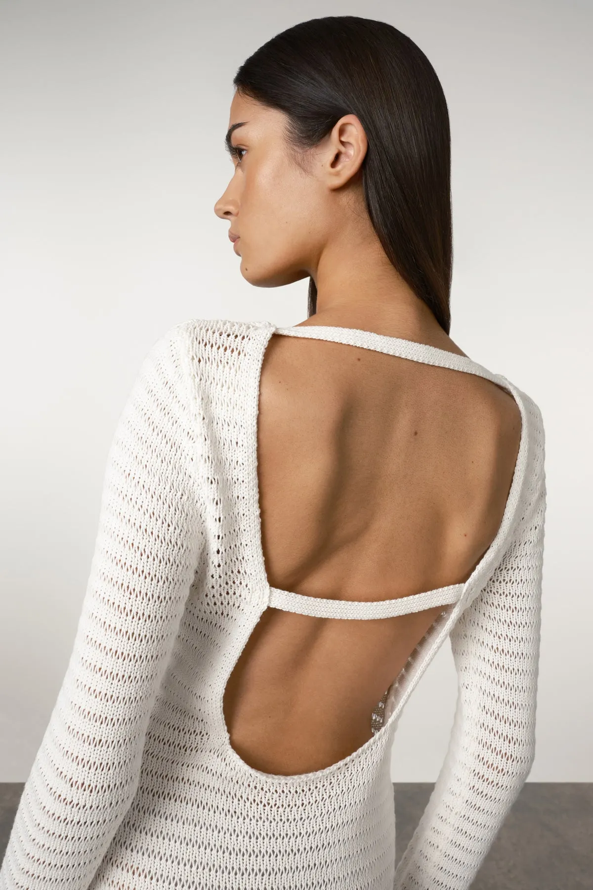 Crochet Lattice Knit Mini Dress - White sold by Zulu and Zephyr product image thumbnail 3