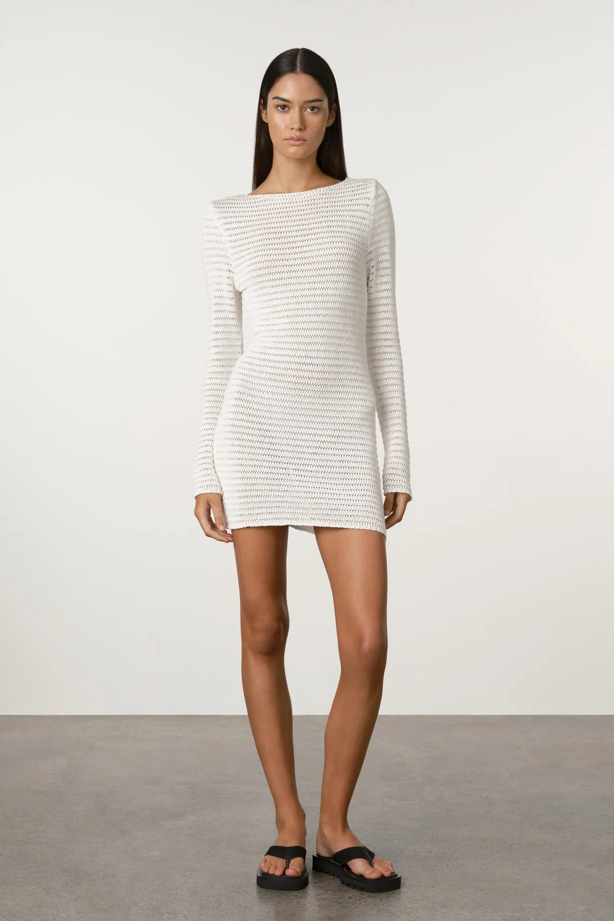 Crochet Lattice Knit Mini Dress - White sold by Zulu and Zephyr product image thumbnail 5