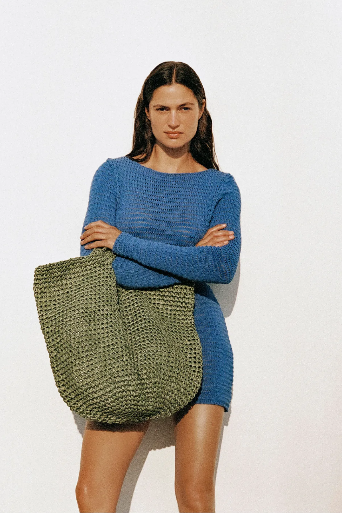 Crochet Lattice Knit Mini Dress - Bright Blue sold by Zulu and Zephyr product image thumbnail 5