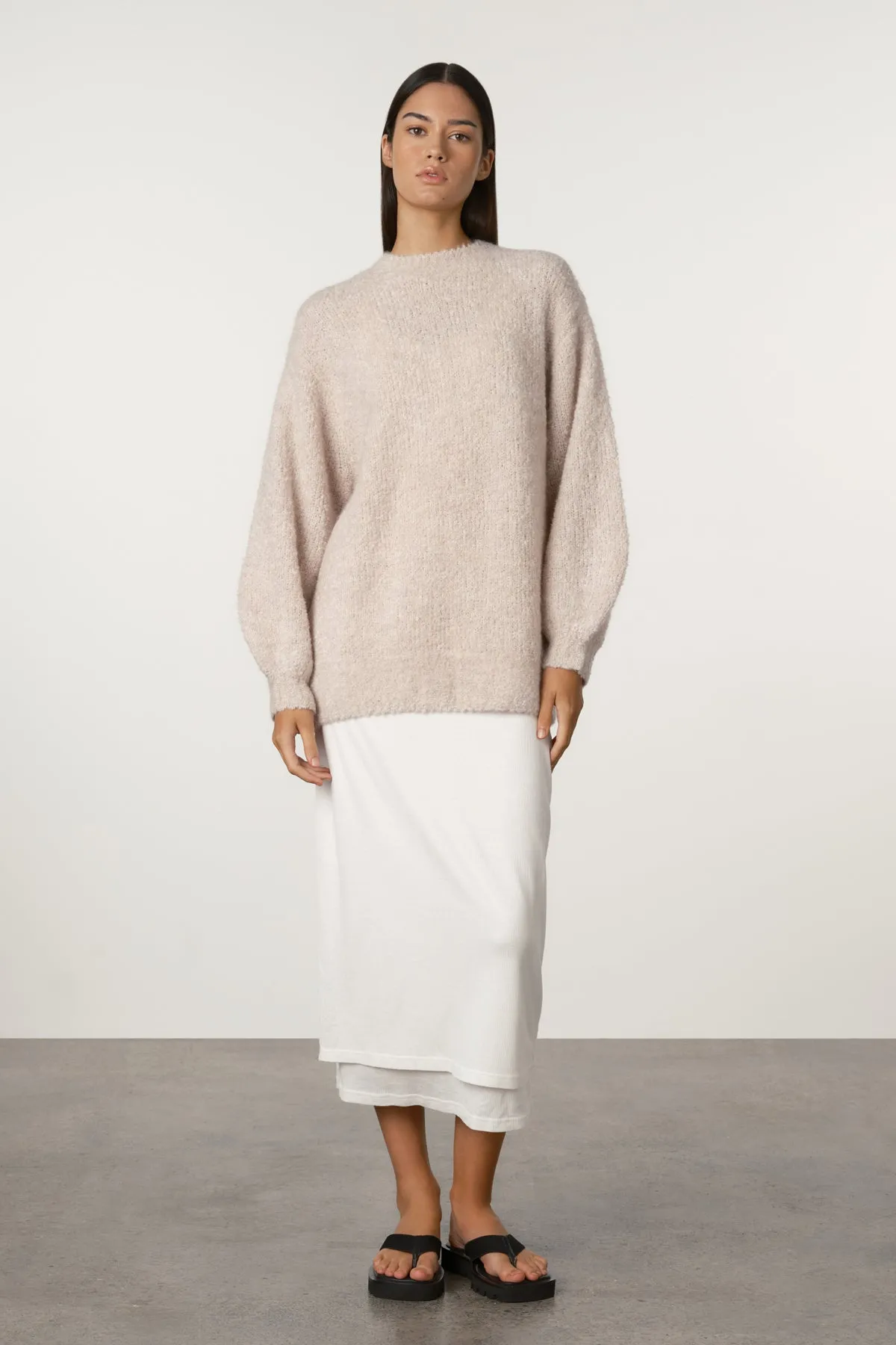 Stone Boucle Knit Wool Blend Jumper sold by Zulu and Zephyr product image thumbnail 3