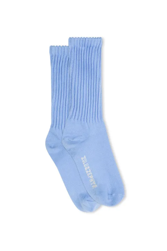 Chunky Rib Logo Socks - Ocean Blue sold by Zulu and Zephyr
