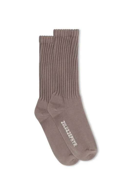 Chunky Rib Logo Socks - Carob sold by Zulu and Zephyr