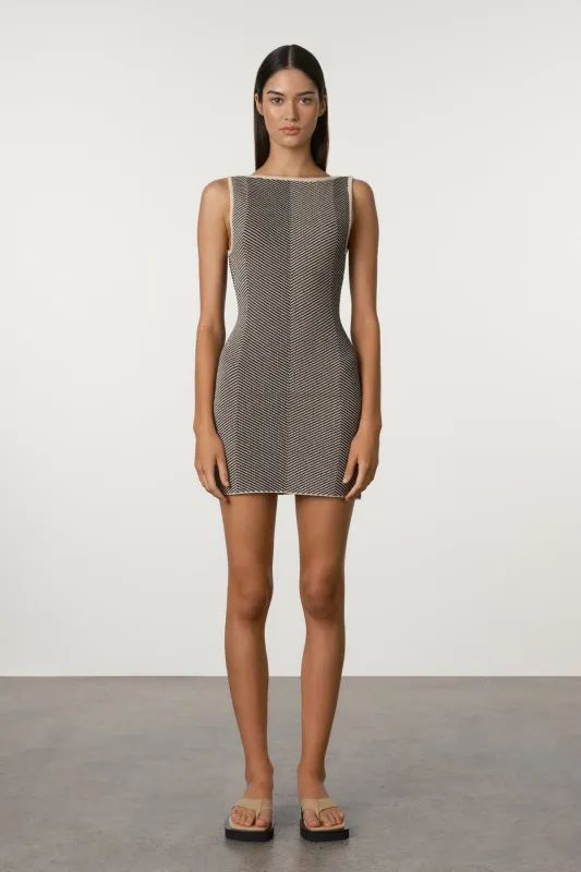 Black Herringbone Knit Mini Dress sold by Zulu and Zephyr